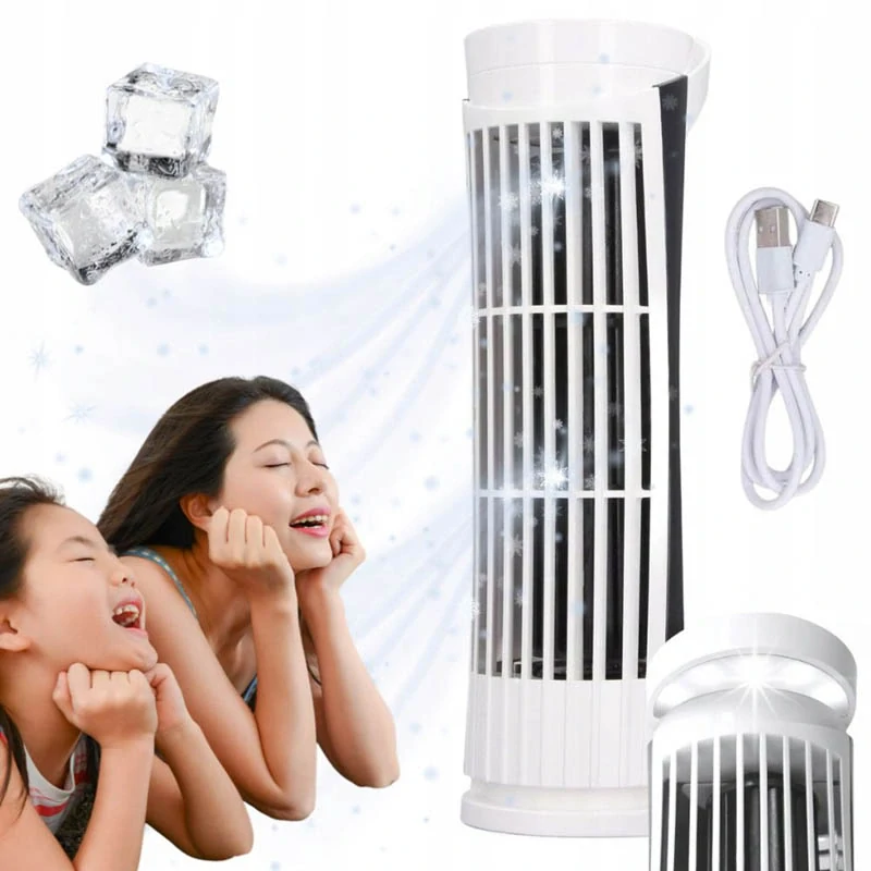 Mini stĺpikový ventilátor s LED lampou