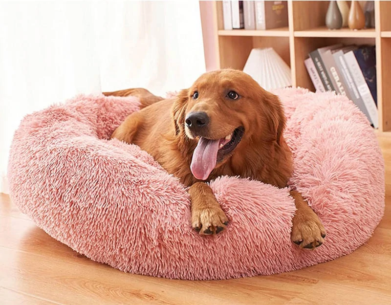 Plyšový pelech pre zviera okrúhly 80cm ružový