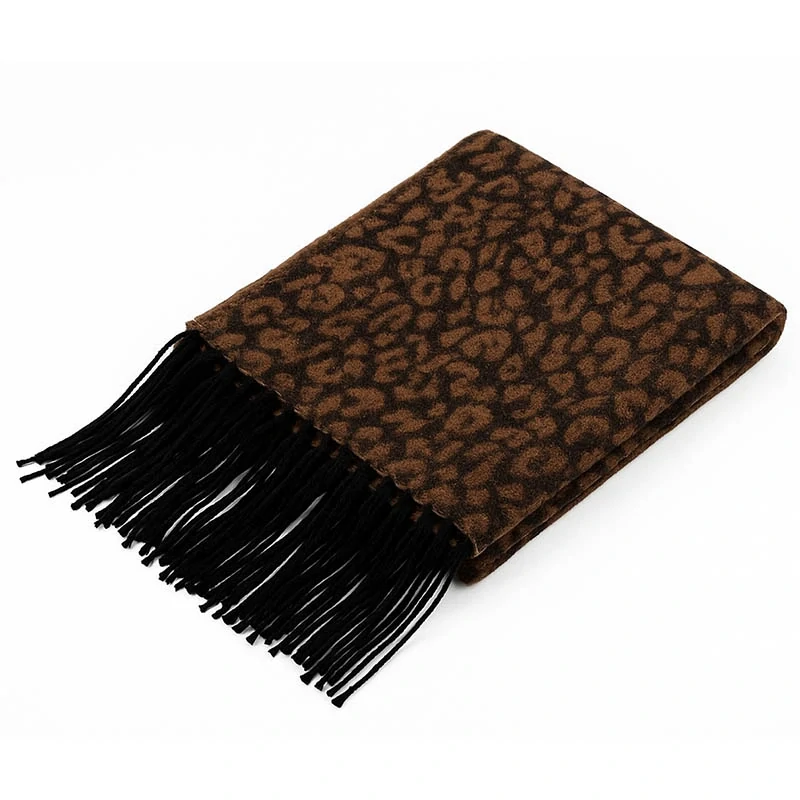 Vzorovaný šál so strapcami, hnedý/čierny: 180×70 cm - unisex