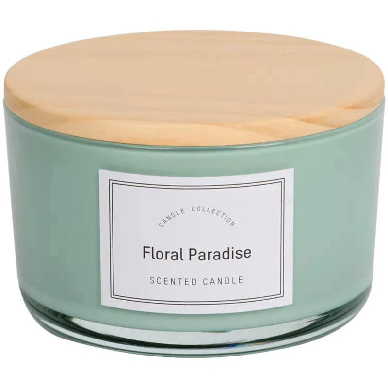Vonná sviečka Candle Collection Floral Paradise v sklenenej nádobe s bambusovým vrchnákom