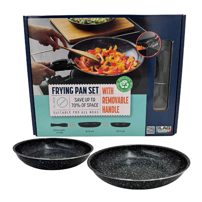 Sada panvíc s nepriľnavým povrchom 24 a 28 cm s odnímateľnou rukoväťou
