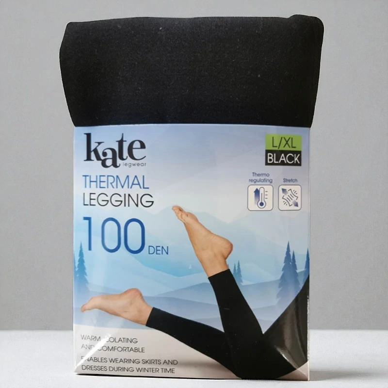 Dámske termo legíny bezšvové 100 DEN čierne L/XL