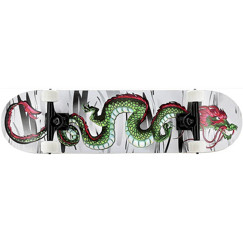 Dragon - Skateboard Cozytrix 80 × 20,3 cm – čierny grip, PU kolieska 54 mm: zeleno/biely