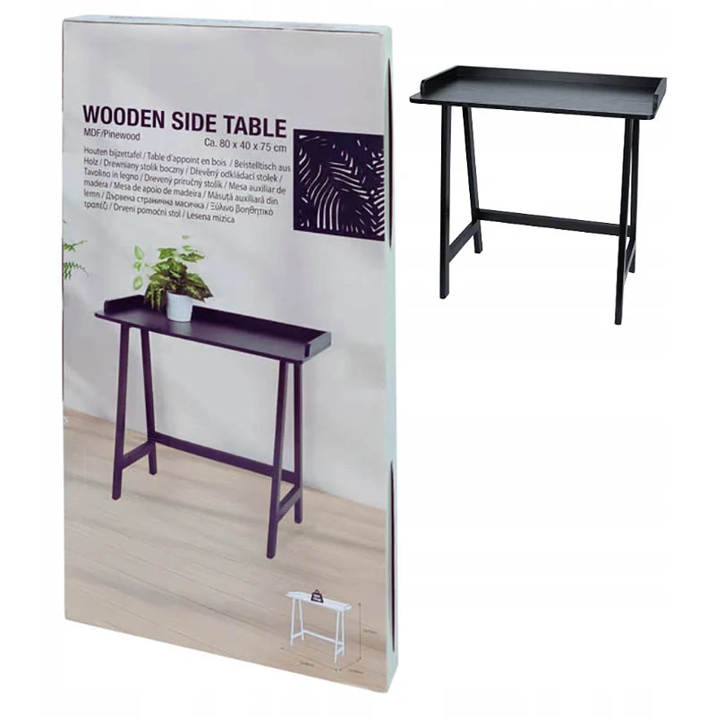 Štýlový čierny drevený stôl 80 × 40 × 75 cm