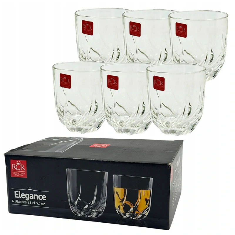 Poháre na whisky RCR Elegance 6 ks – krištáľové poháre z luxusného skla Luxion®: 2,9 dcl