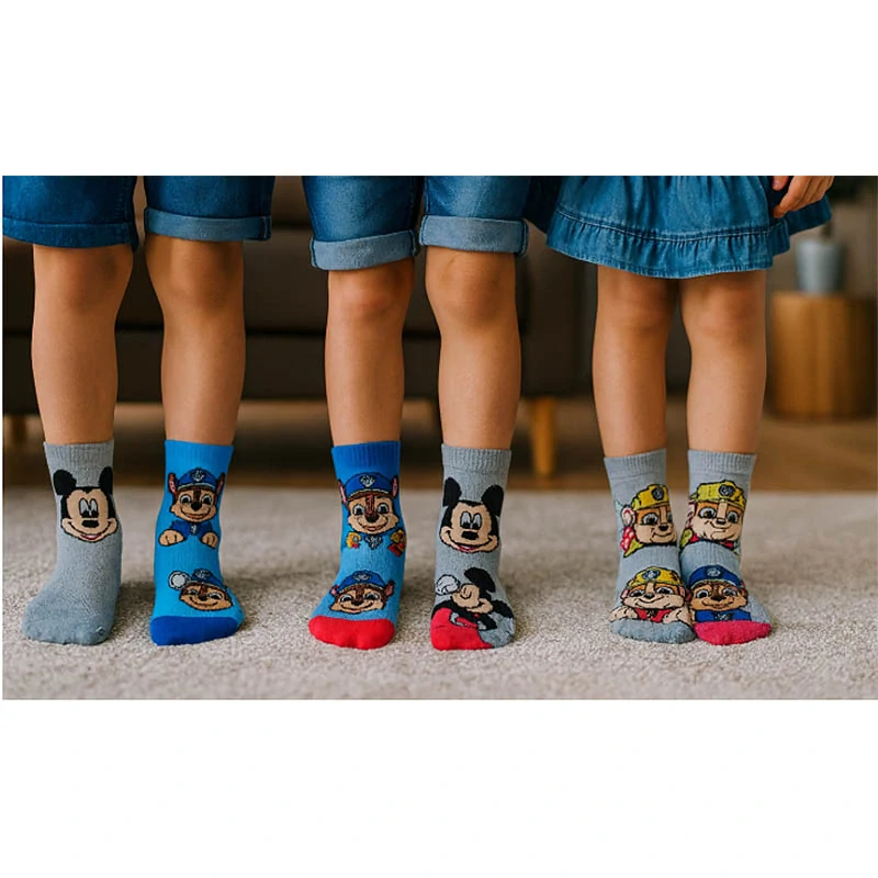 Detské ponožky Paw Patrol a Mickey Mouse 2ks v balení – mix motívov: veľkosti 23-26, 27-30, 31-34