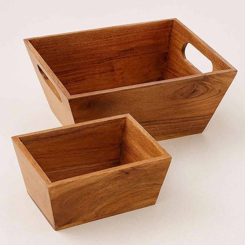 Nádoby z akáciového dreva – sada 2 kusov