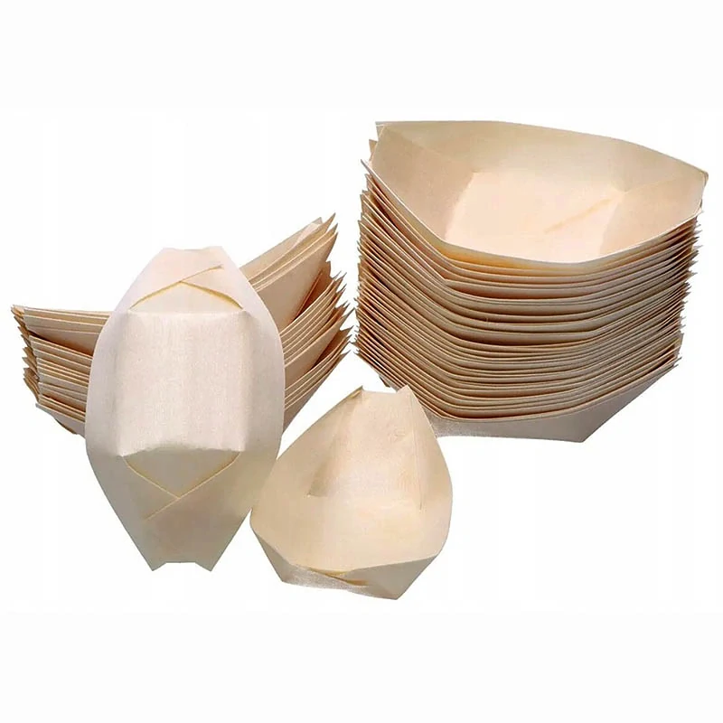 Drevené lodičky na servírovanie jedla 12 ks