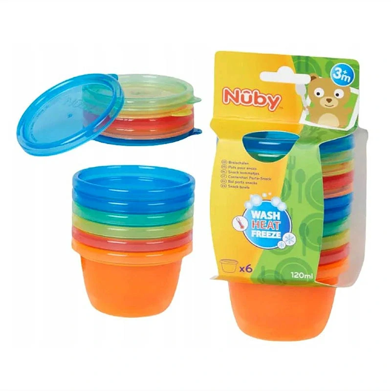 Sada farebných misiek s viečkom Nuby – 6× 120 ml