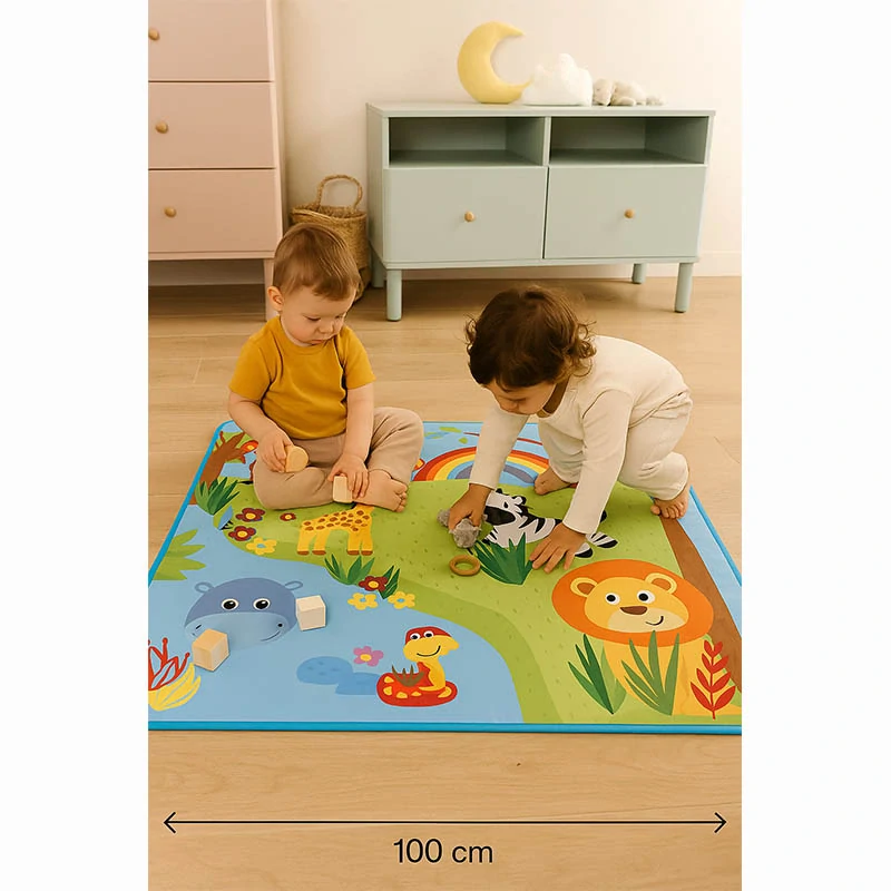 Detská hracia podložka so zvieratkami 100 × 100 cm
