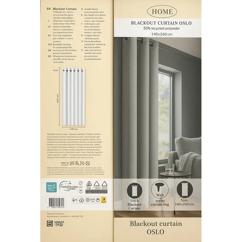 Zatemňovací záves Blackout Curtain 140 × 260 cm – sivý