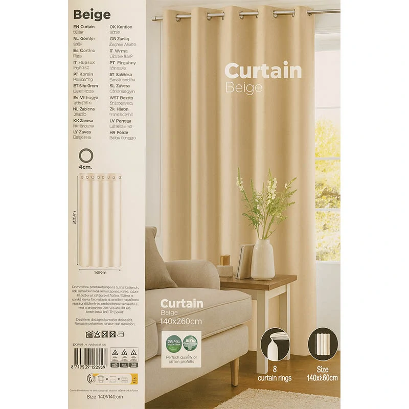 Zatemňovací záves 140 × 260 cm – béžový