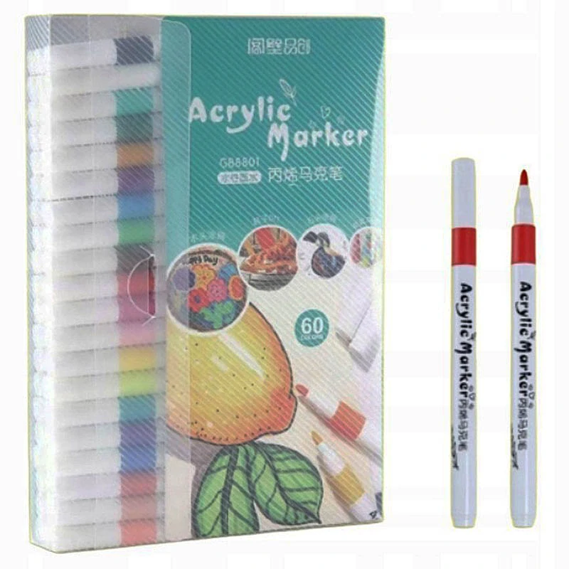 Sada 60 akrylových popisovačov – bohatá paleta farieb na rôzne povrchy