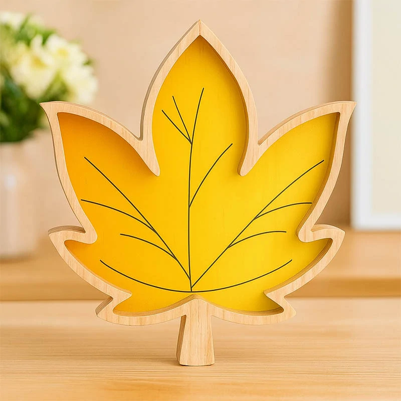 Drevený podnos List žltý