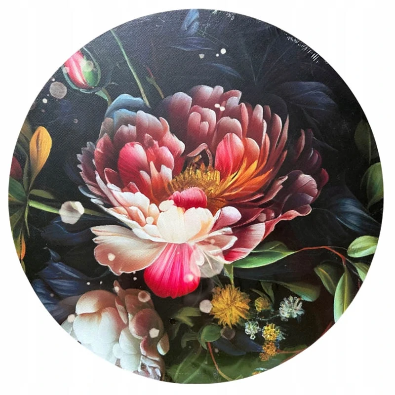 Okrúhly obraz s kvetinovým motívom – priemer 38 cm