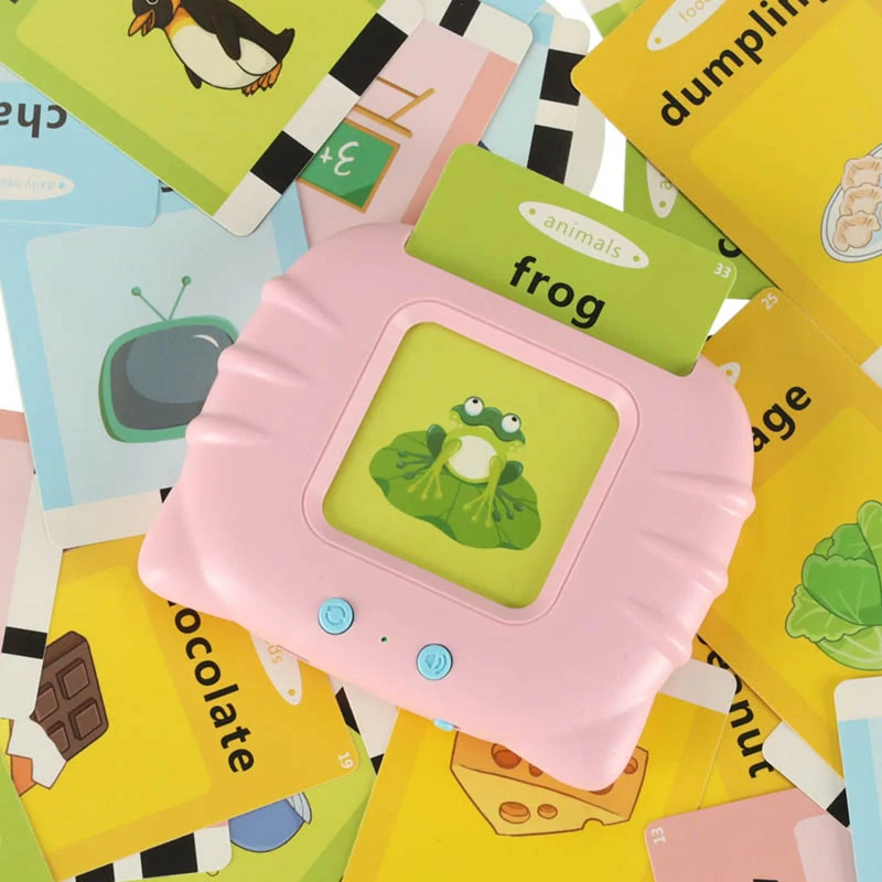 Čítačka na kartičky s anglickými slovíčkami 112 kariet ružová