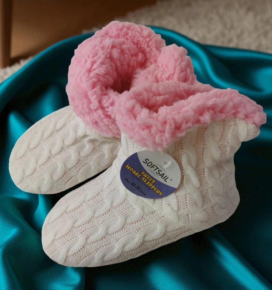 Detské teplé papuče biele SOFTSAIL veľkosť 32-35 (23 cm)