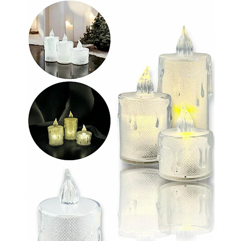 LED sviečky s trblietkami  (sada 3 ks)