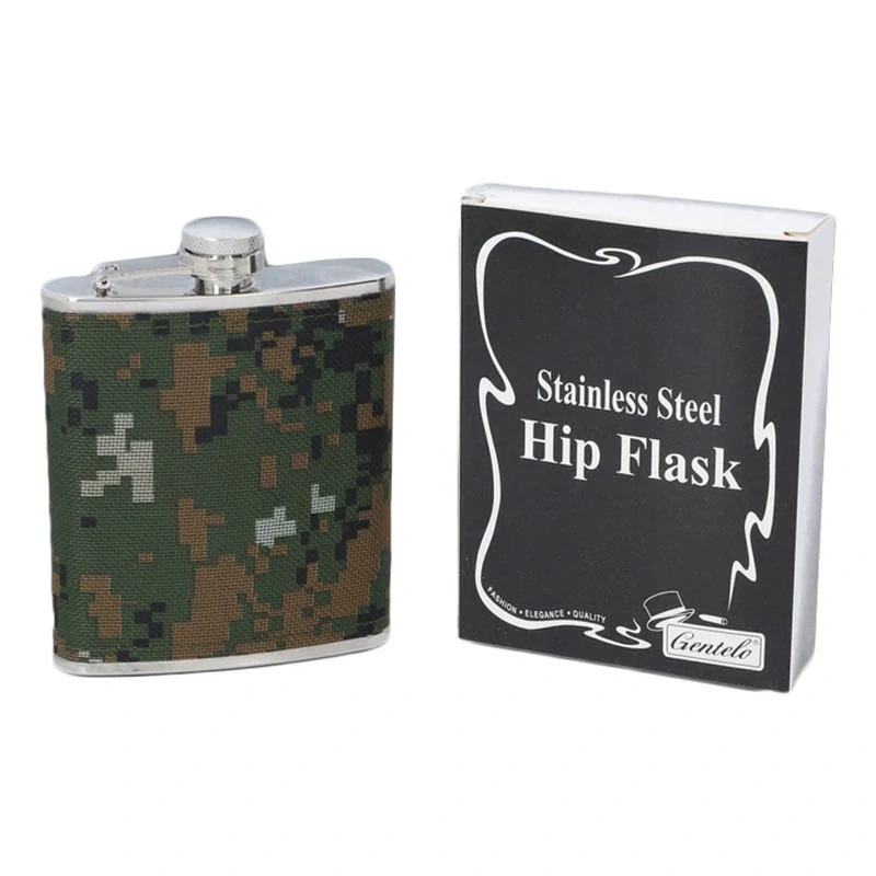 Nerezová ploskačka Army z ekokože 240 ml