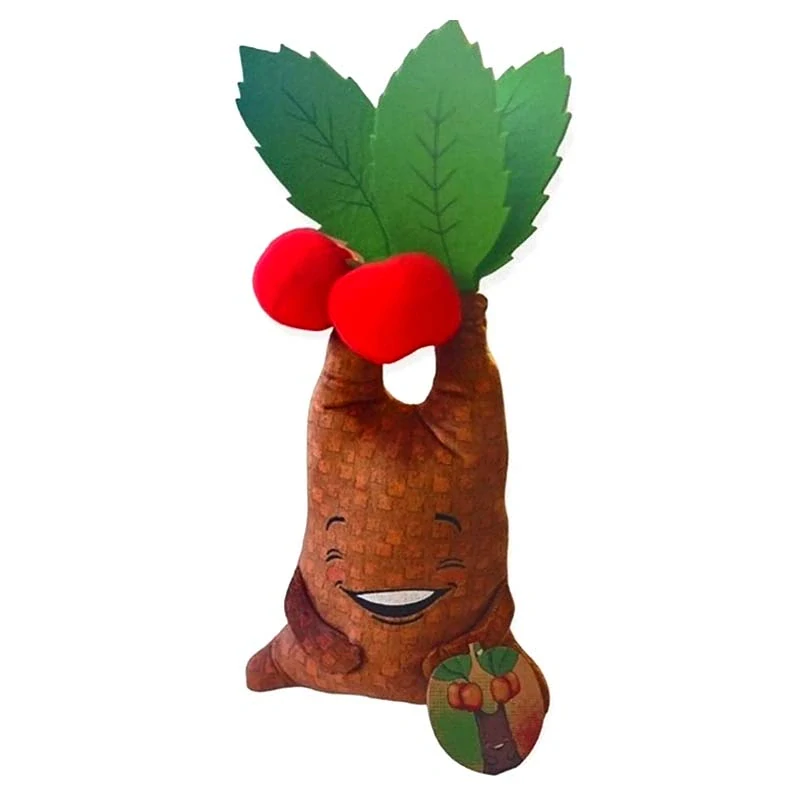 Plyšová figúrka Jabloň s listami a ovocím – 37 × 18 × 10 cm: hnedo-zelená