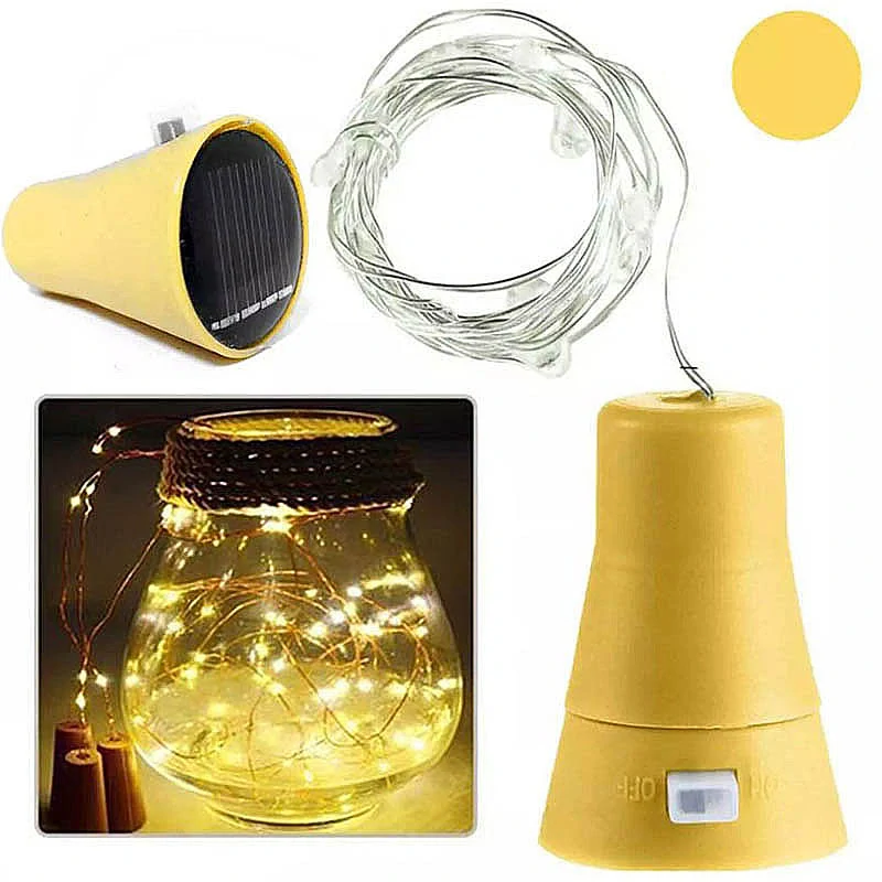 Solárne 10 LED svetielka v tvare korkových zátok 1m - teplá biela