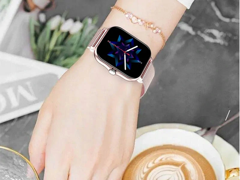 Smart hodinky s gumovým remienkom Y13 ružové