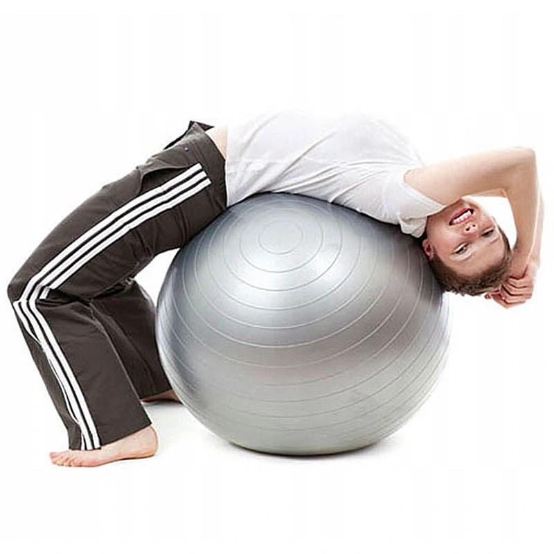 Gymnastická fitness lopta 65 cm rehabilitačná strieborná s pumpouIdeálna na cvičenie doma aj v rehabilitácii
