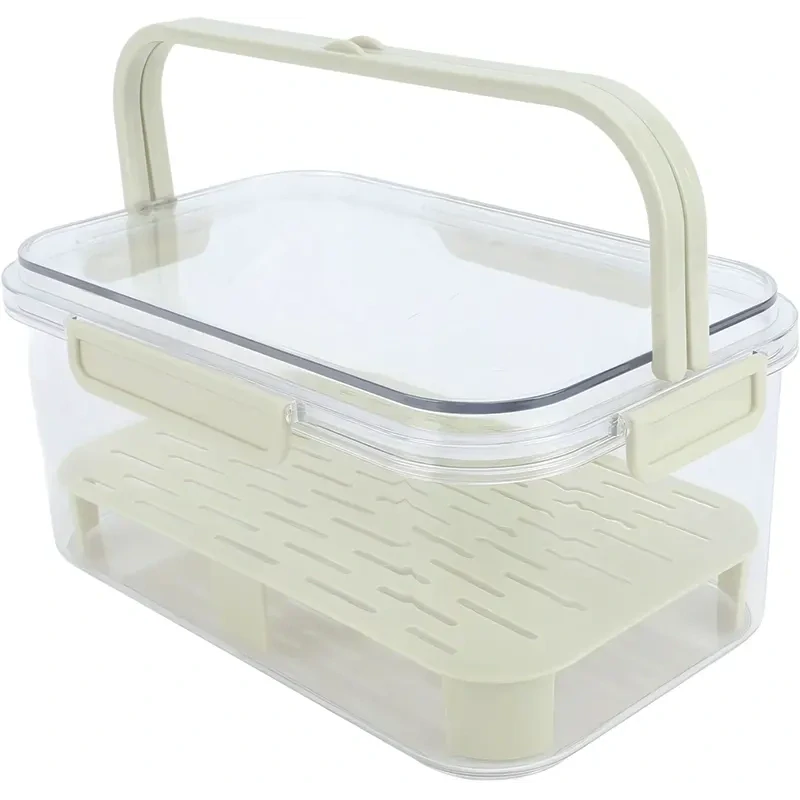 Prenosný box na ovocie a zeleninu s vekom béžový