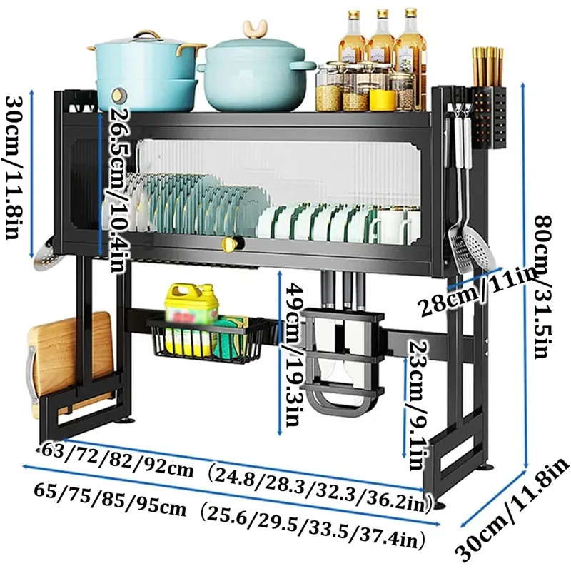 Multifunkčný sušič riadu nad drez 85 cm čierny