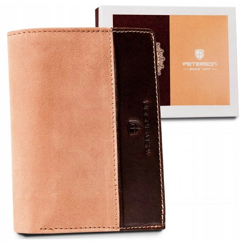 Veľká dvojfarebná pánska peňaženka z prírodnej kože Peterson N4-SHS-4131