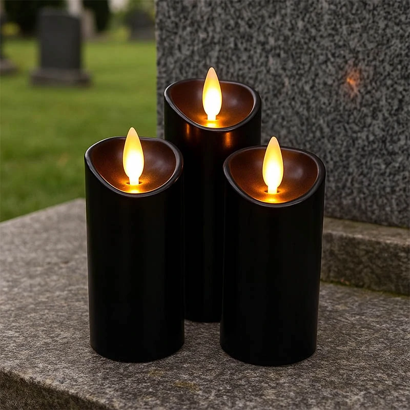 LED sviečka Cortina 12,5 cm čierna + batérie zdarma