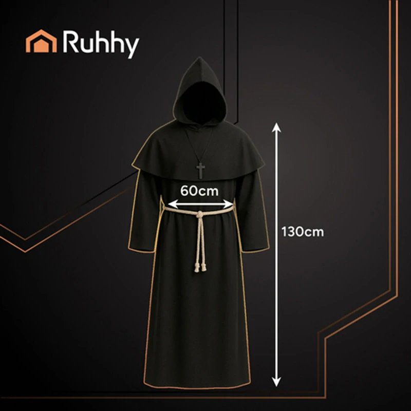 Kostým mnícha na Halloween L čierny