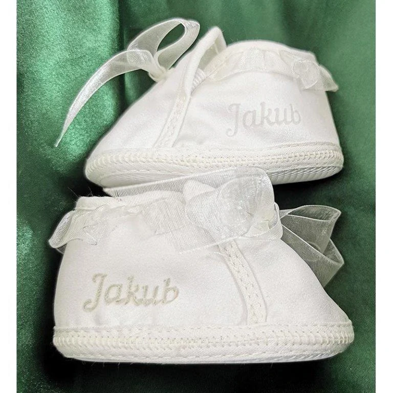 Christopher - Detské topánky - Capáčky flísové biele s menom