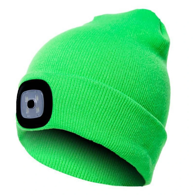 Zimná čiapka s LED svetlom zelená