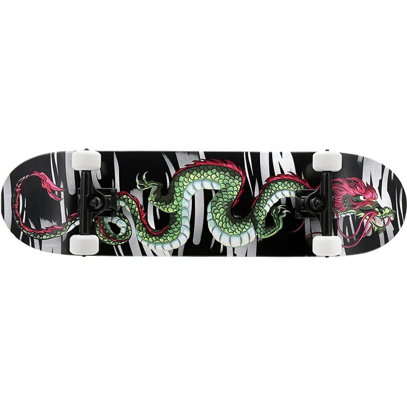 Dragon - Skateboard Cozytrix 80 × 20,3 cm – čierny grip, PU kolieska 54 mm: zeleno/čierny