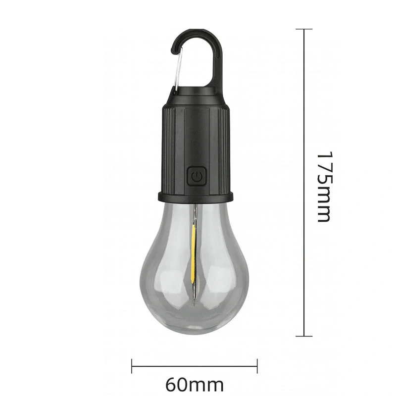 Kempingová LED lampička - žiarovka s káblom a USB-C nabíjaním