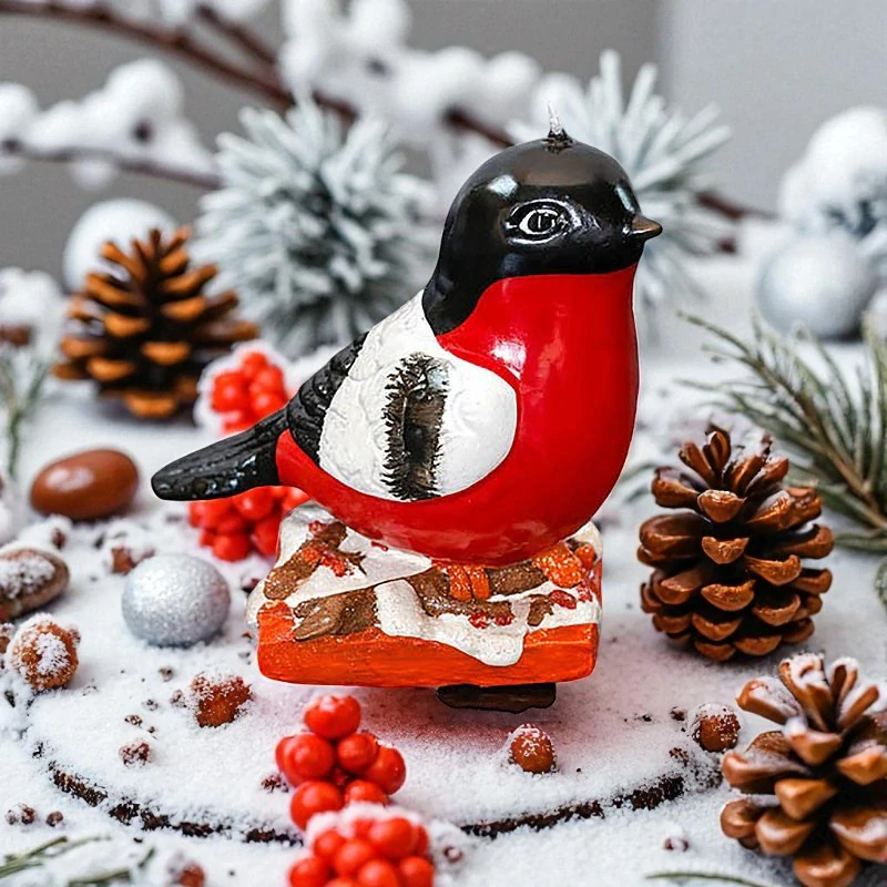 Sviečka vianočná – Vtáčik na konári červený: 8 cm