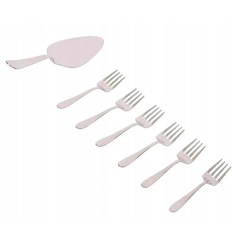 Sada na servírovanie torty – 7-dielna nerezová sada (lopatka + 6 vidličiek)