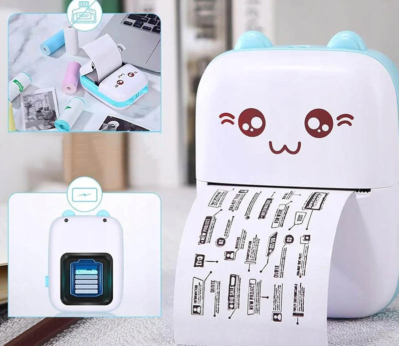 Mini termálna tlačiareň bezdrôtová modrá