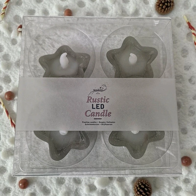 Plávajúce LED sviečky v tvare hviezdy – sada 4 ks