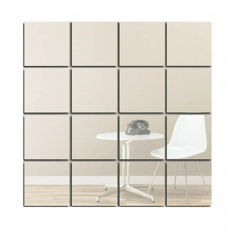 Samolepiace zrkadlové nálepky – štvorce 15 × 15 cm (16 ks)