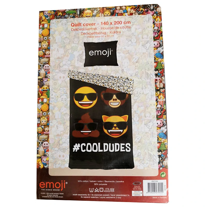 Posteľná bielizeň Emoji #CoolDudes – 140 × 200 cm + 60 × 70 cm, čierna