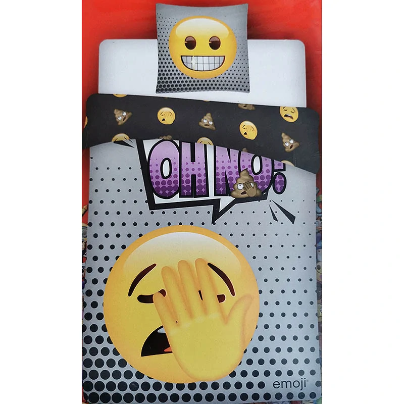 Posteľná bielizeň Emoji OH NO! – 140 × 200 cm + 60 × 70 cm, sivá