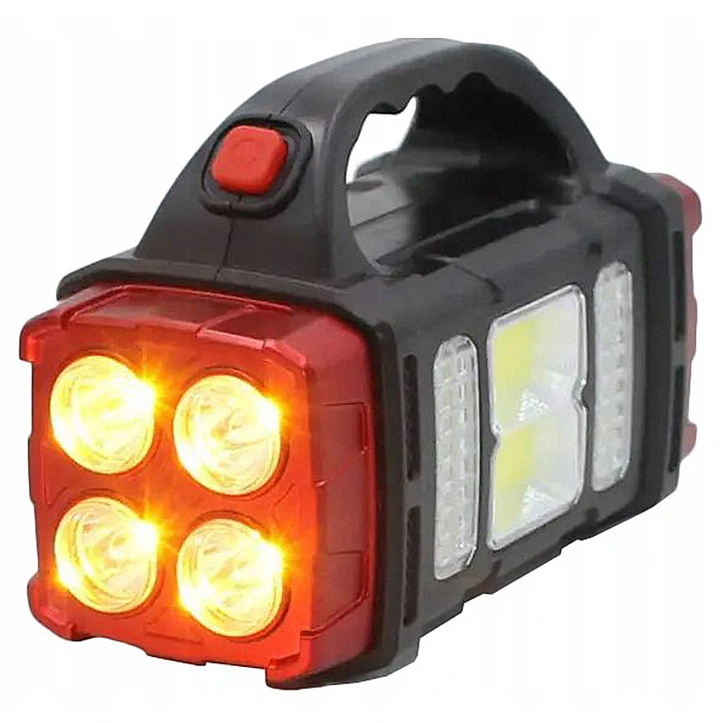 Solárna prenosná LED lampa s powerbankou červená