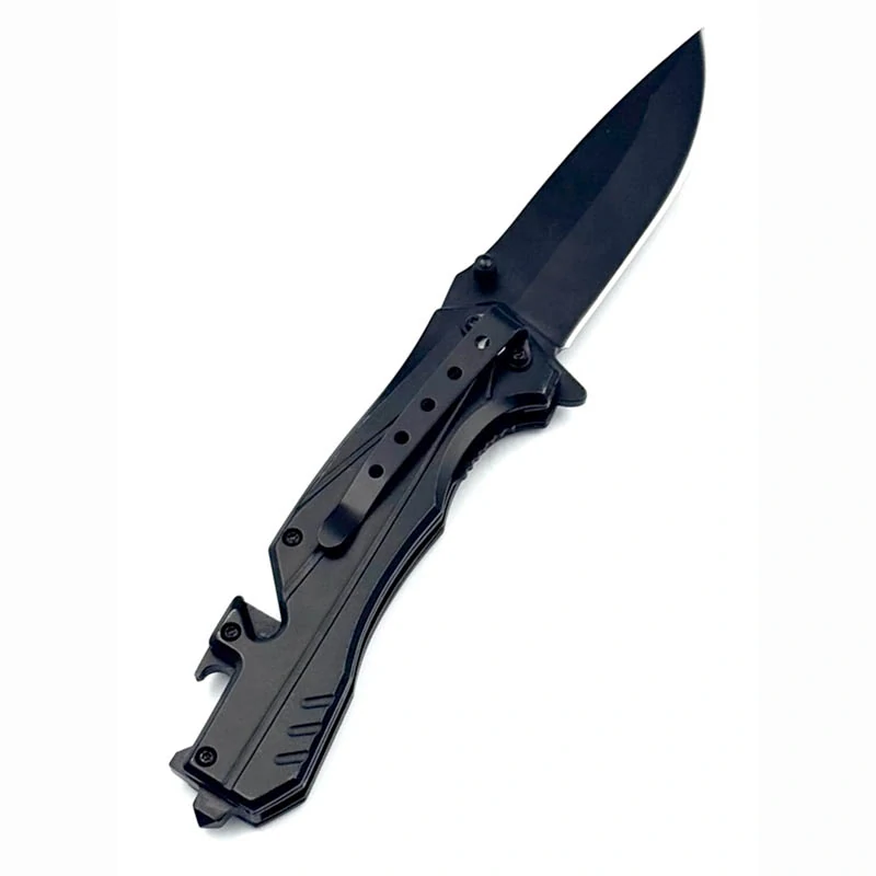 Skladací viacúčelový nôž z ocele 440C – čierny, 22 cm