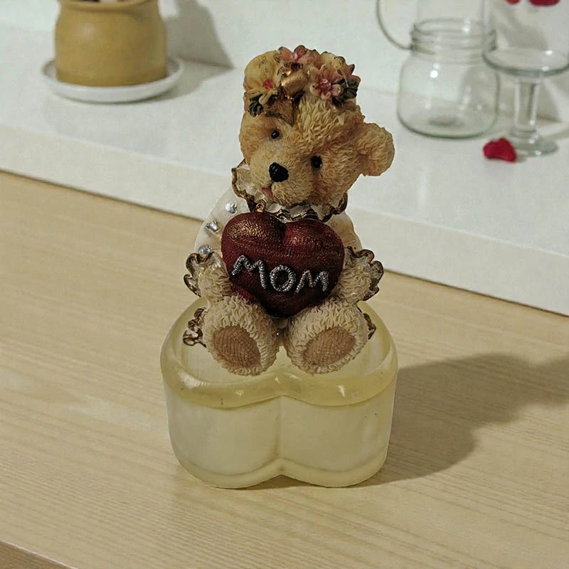 Sklenená šperkovnica s medvedíkom MOM