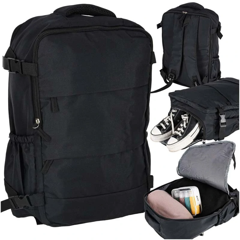 Príručný turistický batoh na cestovanie 45 × 30 cm čierny
