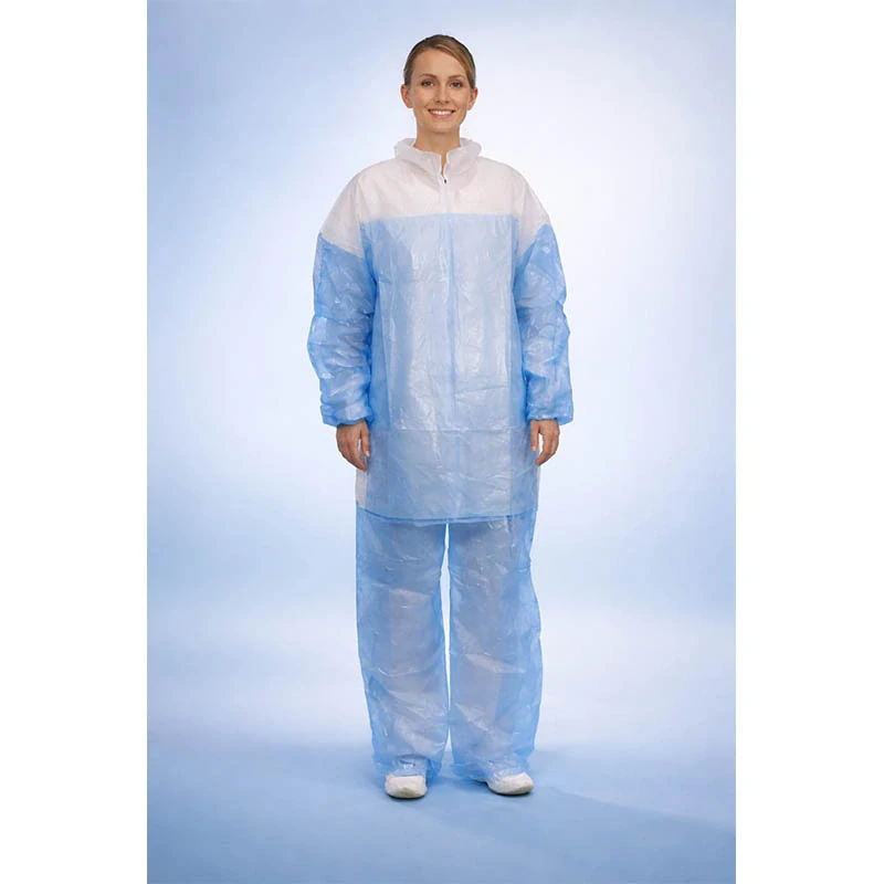 Jednorazový ochranný overal z netkanej textílie PAPSTAR XXL, modro-biely - 10ks