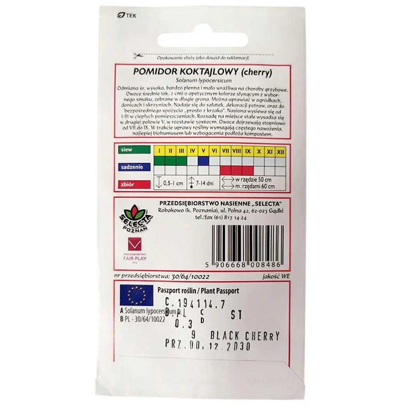 Paradajka koktailová (cherry) BLACK CHERRY – semienka cherry paradajok (Selecta Poznań)