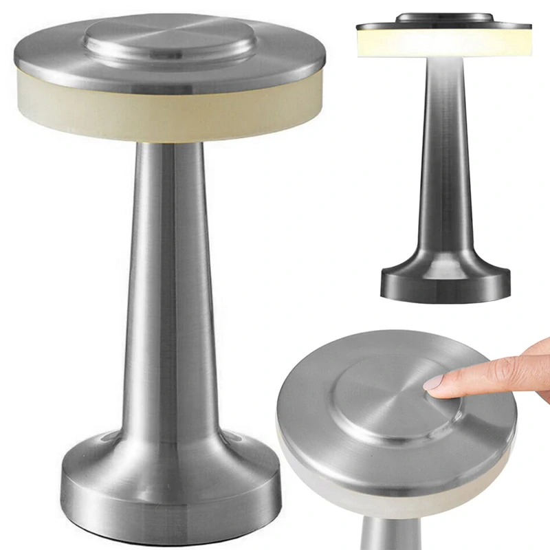 Dotyková stolová nočná lampička s 3 stupňami svetla strieborná